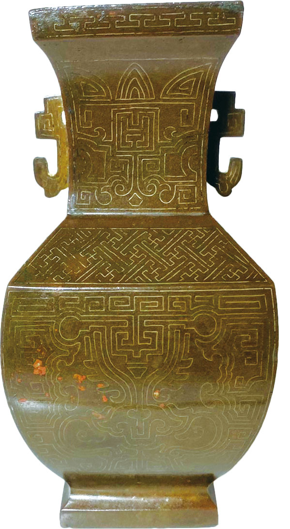 銅製 大明宣徳銘 葵家紋 獅子摘梅透蓋 獣耳遊環